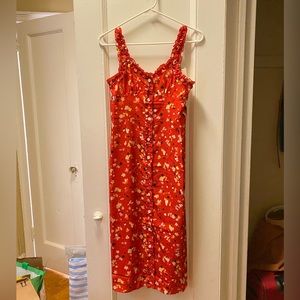 MIDI floral red dress
